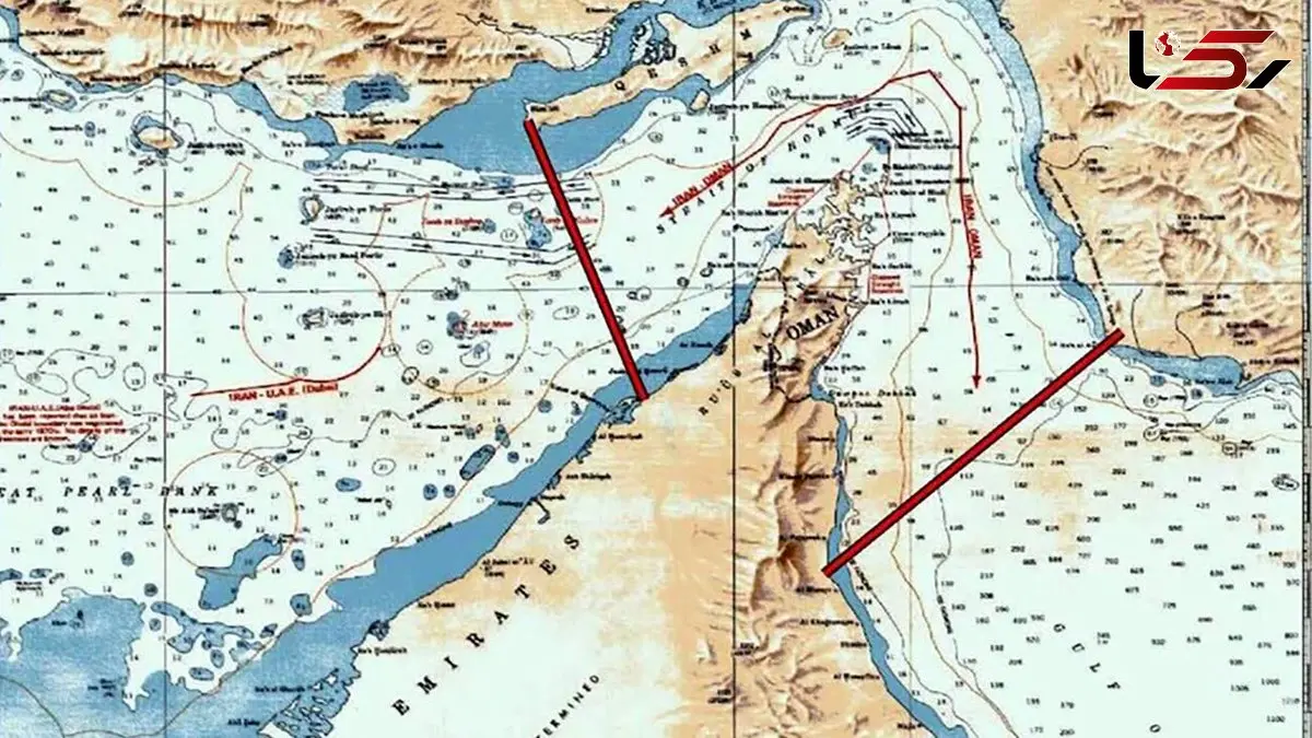 عکس / انتشار نقشه محدوده جدید تحت کنترل ایران در تنگه هرمز توسط سپاه / از جنوب خط بین کوه مبارک در ایران و جنوب فجیره در امارات / از غرب خط بین انتهای جزیره قشم در ایران و ام القیوین در امارات 