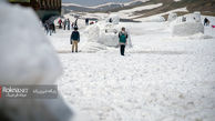 در گرمای تابستان تهران / تصاویر جالب از دومین جشنواره مجسمه‌های برفی در پیست اسکی توچال 
