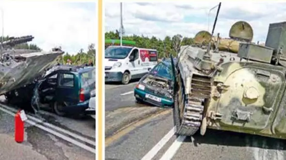 تانک ارتش در بزرگراه حادثه آفرید + عکس