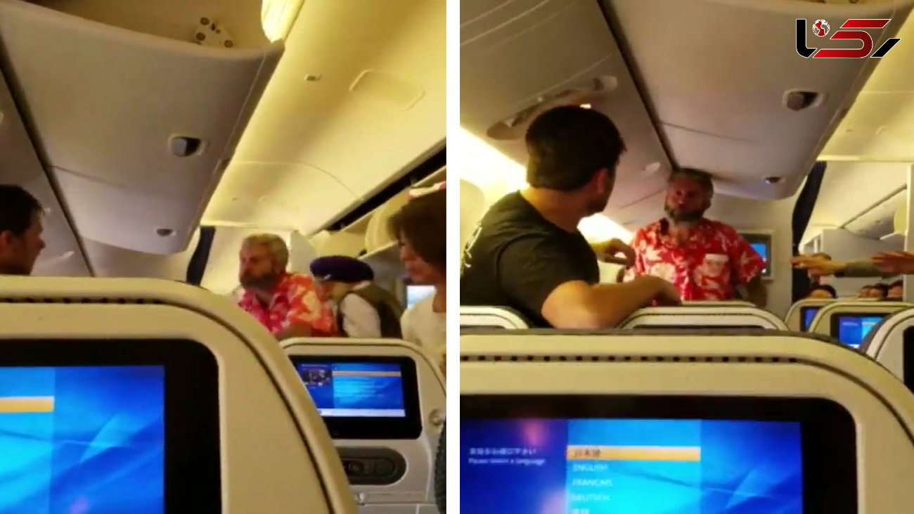کتک کاری دو مسافر در هواپیما + فیلم