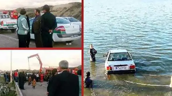 سقوط پراید 2 دختر جنون سرعت  داخل دریاچه شورابیل +عکس