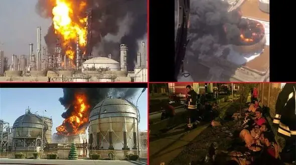 7 فیلم و گزارش تصویری از آتش سوزی در پتروشیمی "بوعلی سینا"+جزئیات