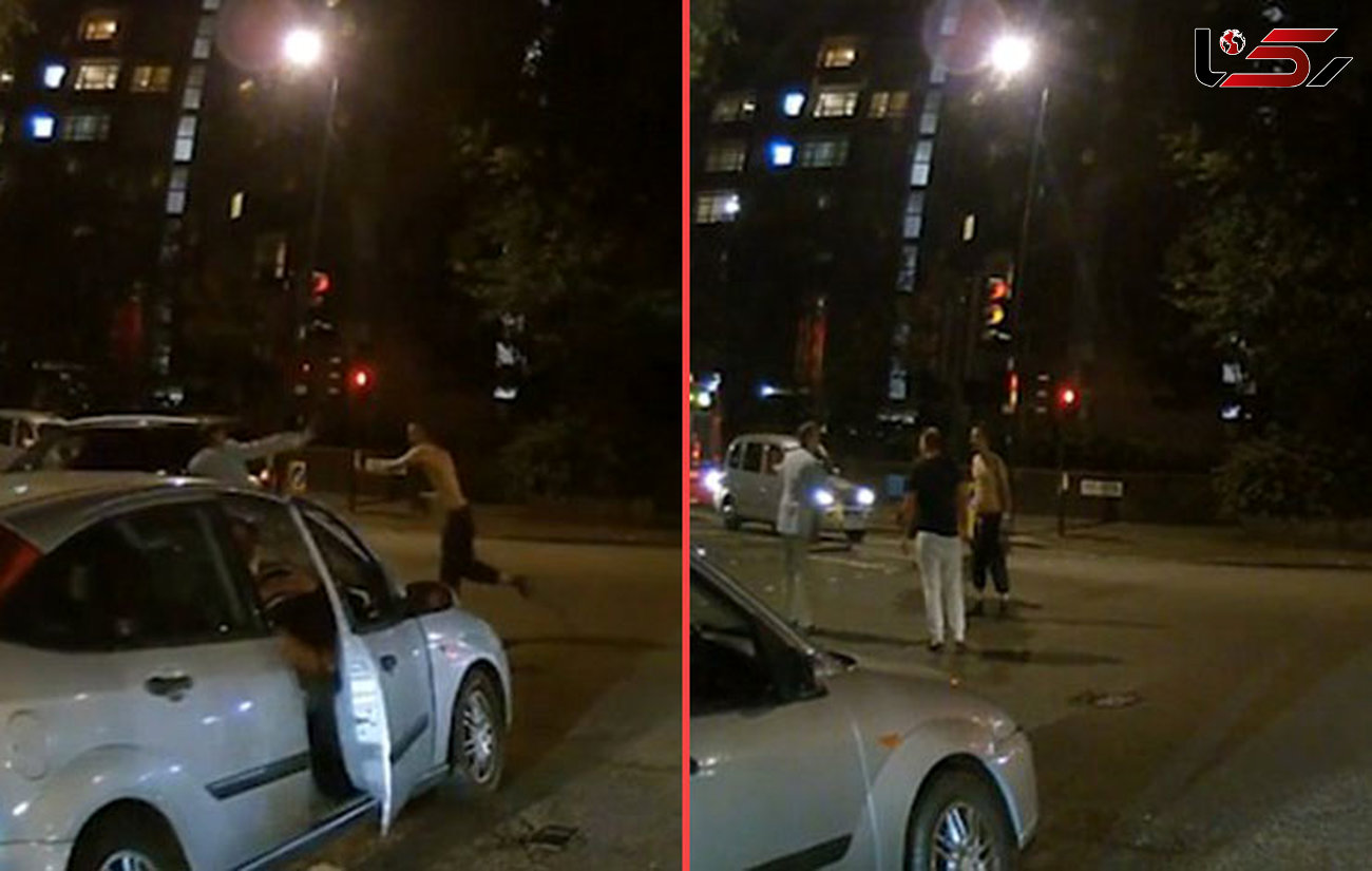 فیلم لحظه درگیری مرد مهاجم با یک زوج جوان در خیابان / مرد مزاحم کتک خورد + تصاویر