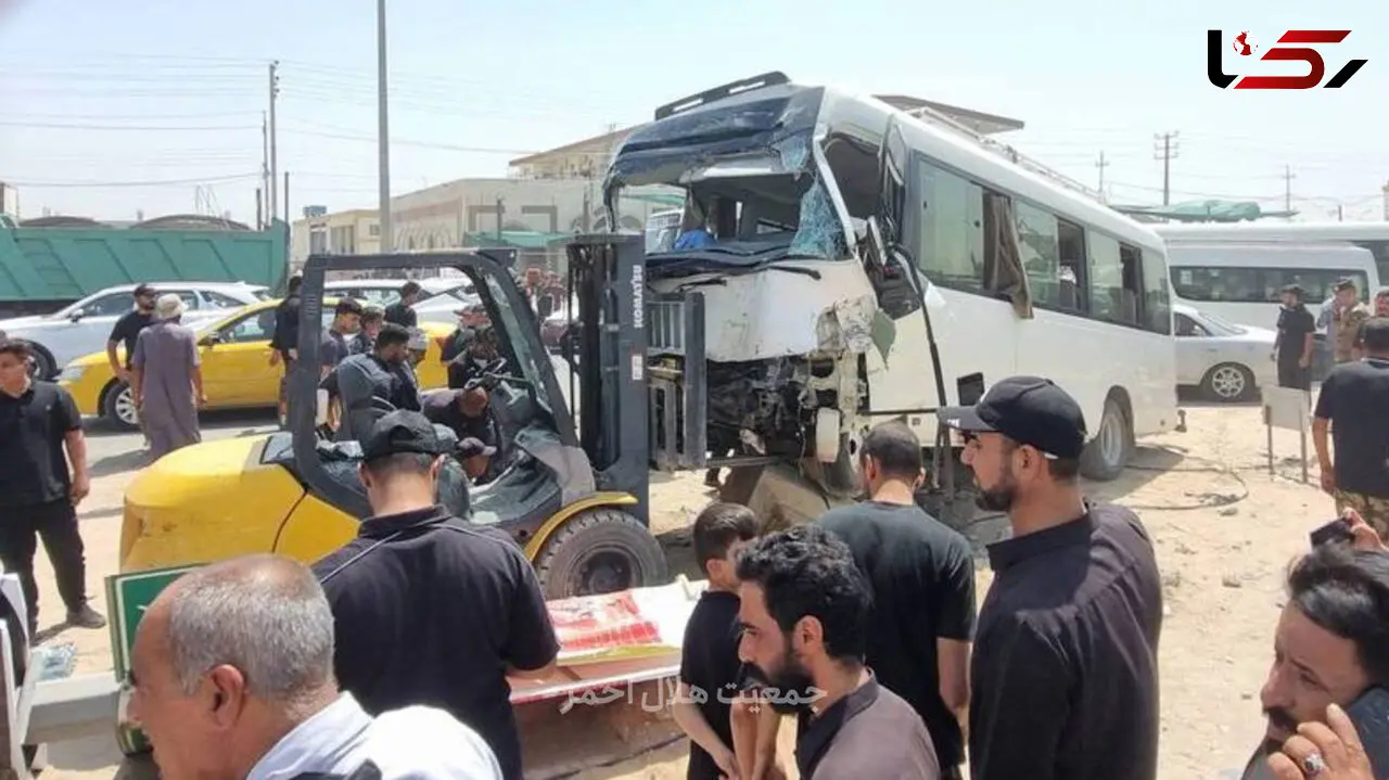تصادف مینی‌بوس حامل زائران ایرانی در مسیر نجف به کربلا / 16 نفر مصدوم شدند