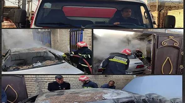 آتش سوزی خودرو در آبادان + عکس