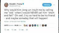 توییت کودکانه ترامپ درباره رهبر کره شمالی