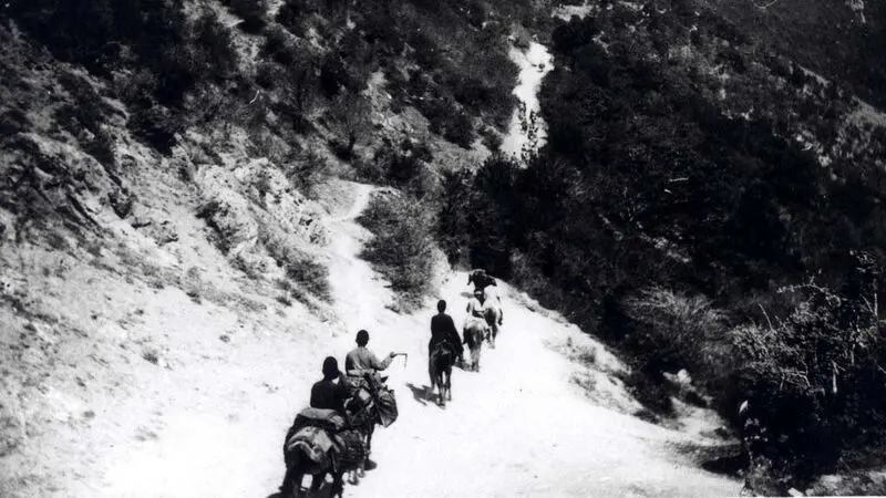 کاروان ناصرالدین شاه قاجار در سفر به شمال ایران در جادۀ هزارچم