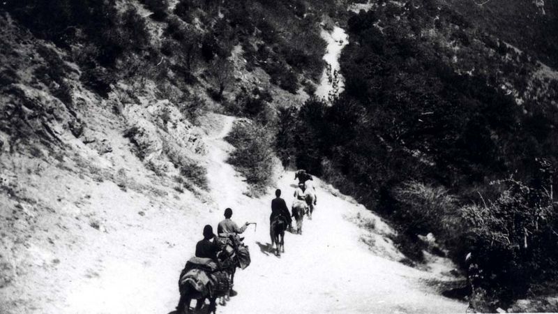 کاروان ناصرالدین شاه قاجار در سفر به شمال ایران در جادۀ هزارچم