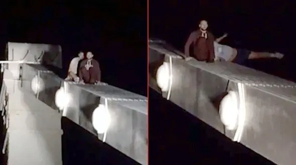 فیلم لحظه سقوط یک جوان از پل / قرار بود این جوان بمیرد اما... + عکس