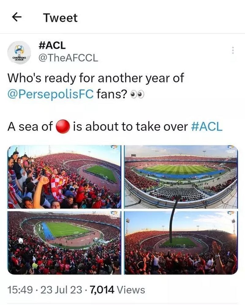 توئیت AFC  در مورد پرسپولیس