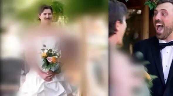 عروس به جای خودش یک مرد را در لباس عروسی کنار داماد فرستاد + فیلم باورنکردنی 