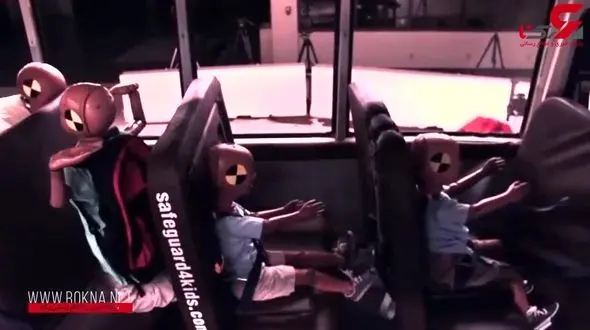 تست تصادف اتوبوس و تاثیر آن روی مسافران + فیلم