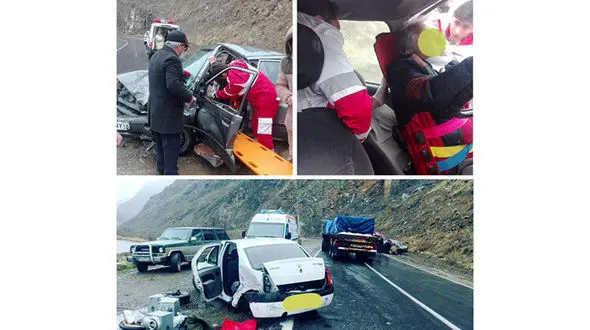 مصدومیت ۸ نفر در تصادف پراید و تندر۹۰