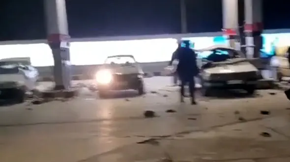 فیلم صحنه انفجار در جایگاه سوخت زاهدان/ موج انفجار بالا بود