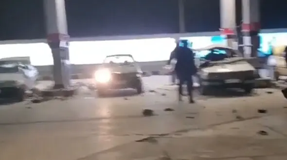 فیلم صحنه انفجار در جایگاه سوخت زاهدان/ موج انفجار بالا بود