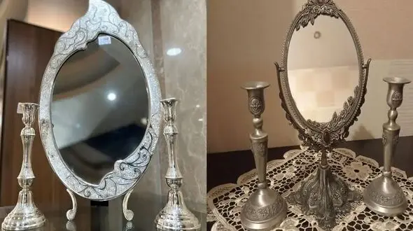 زیباترین مدل‌ های آینه شمعدان نقره + انتخابی لوکس و شیک