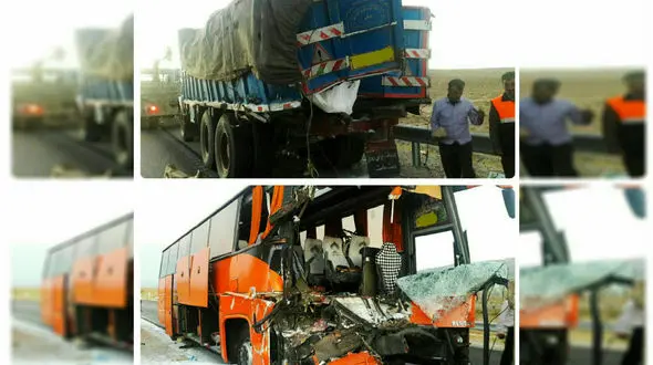 تصادف مرگبار اتوبوس زائران مشهد با کامیون + عکس