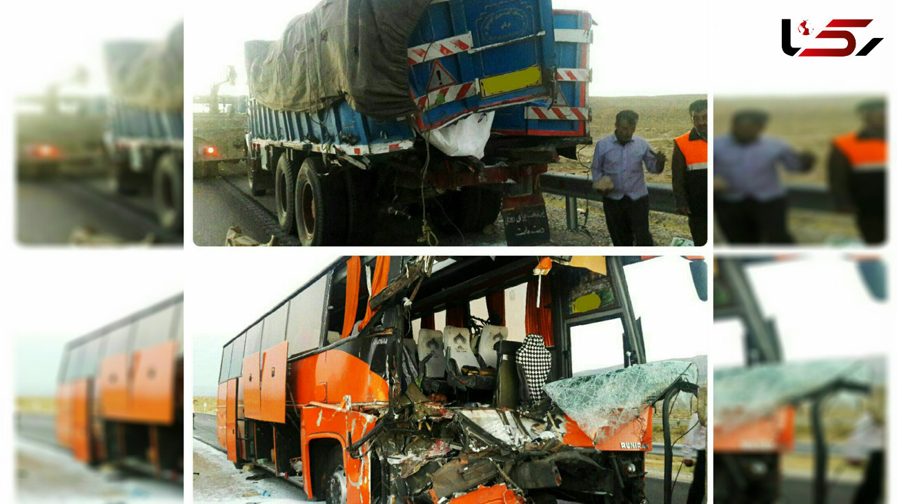 تصادف مرگبار اتوبوس زائران مشهد با کامیون + عکس