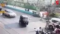 تصادف شدید موتورسیکلت با افسر پلیس+فیلم