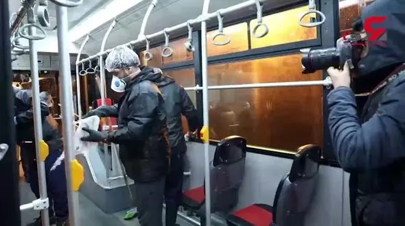 ضد عفونی کردن 5 هزار  اتوبوس تهران برای مقابله با کرونا/ نیاز به ده هزار مایع ضد عفونی برای هرروز + فیلم