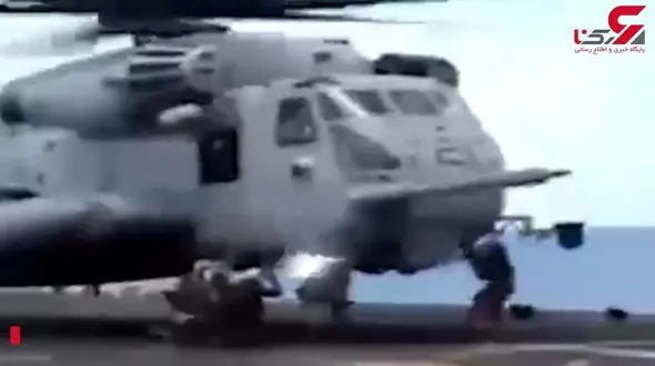 باز نشدن چرخ بالگرد هنگام فرود  روی ناو+ تصویر