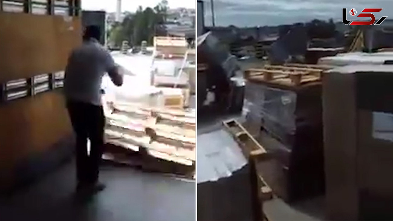 اعتراض عجیب راننده کامیون  به مسئولان یک کارخانه + فیلم