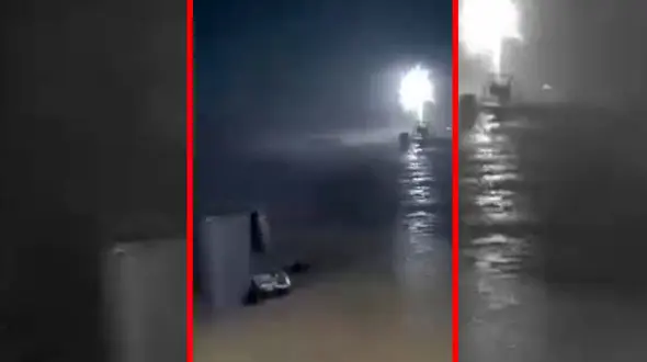 فیلم بارندگی شدید در صحرای سماوه عراق