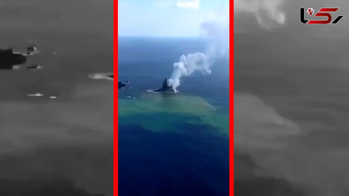 فیلم فوران خیره کننده آتشفشان و شکل گیری جزیره جدید