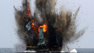 تصویر انفجار شدید قایق‌های ماهیگیری