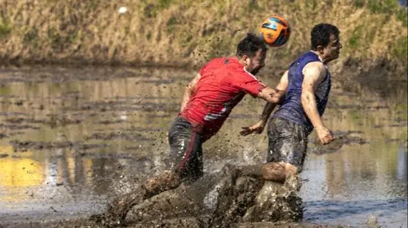 تصاویر/ فوتبال در دل شالیزارهای گیلان / سرزندگی و برکت به همراه ورزش بومی 