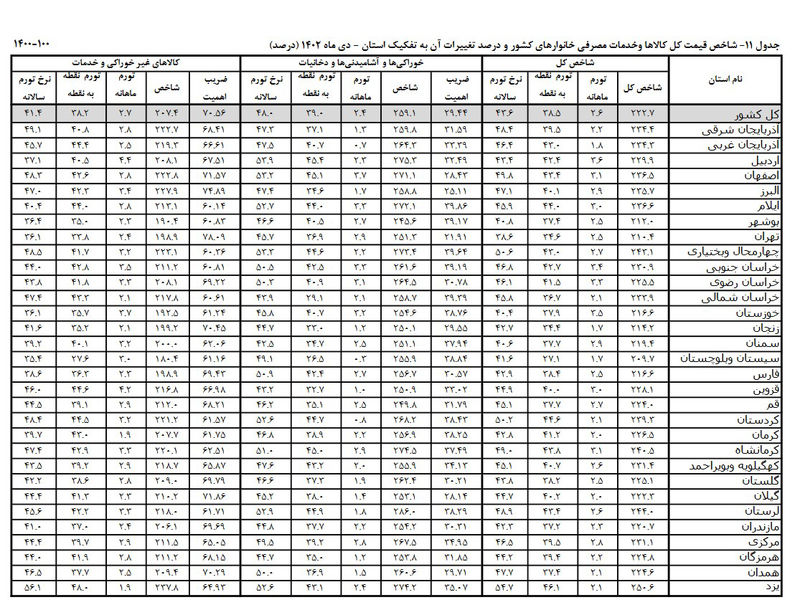 نرخ تورم دی ماه