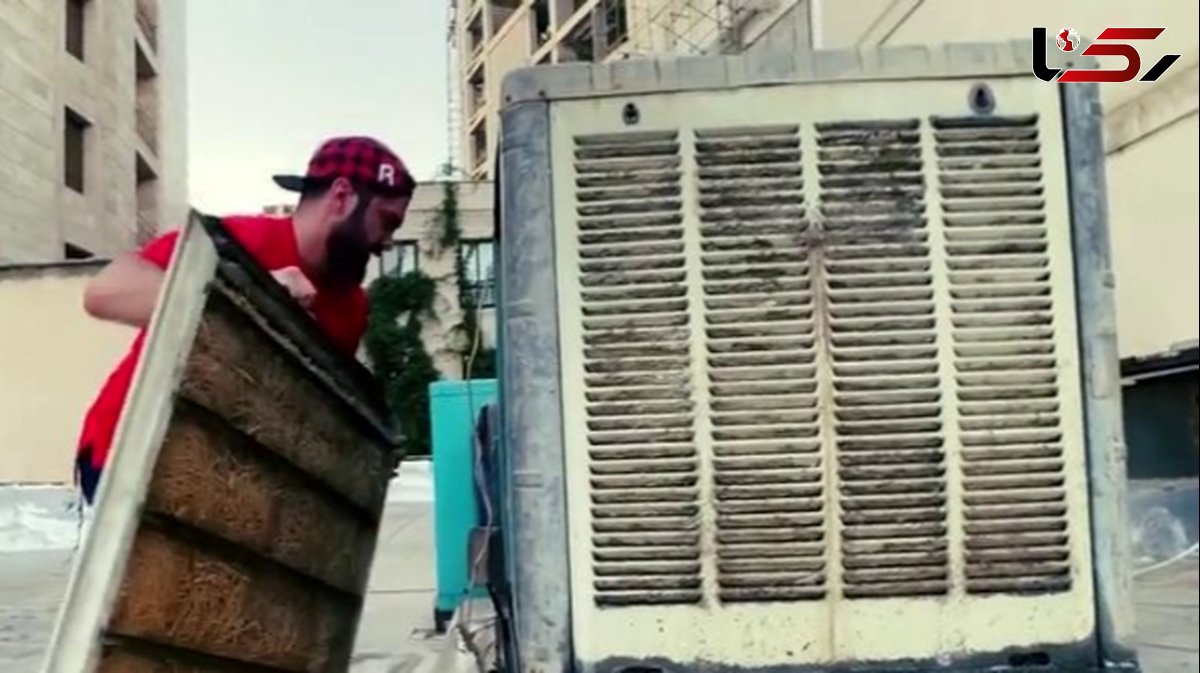 خلاقیت خنده دار جوان ایرانی برای راه اندازی کولر به کمک موتور هوندا در زمان قطعی برق حماسه آفرید/ هنر نزد ایرانیان است و بس
