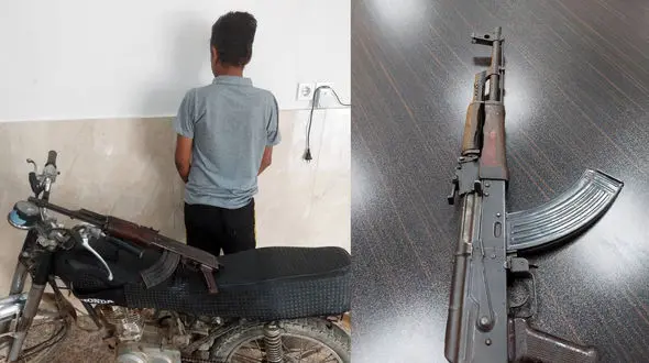 بازداشت مرد کلاشینکف به دست در آبادان / سارق مسلح بود + عکس 