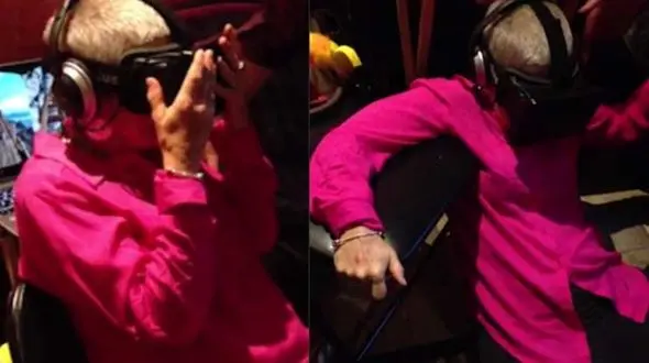 بیهوشی مادر بزرگ پس از سوار شدن به ترن هوایی مجازی + فیلم