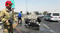 پژو 206 در بزرگراه خلیج فارس واژگون شد+عکس