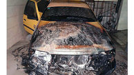 عکس تاکسی پژویی که خود به خود آتش گرفت