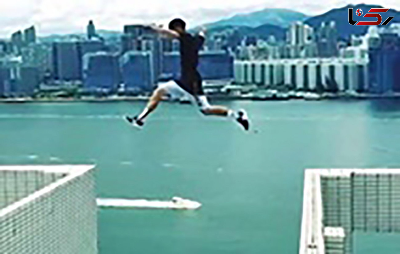 فیلم پرش خطرناک از روی بام ساختمان ۲۵ طبقه