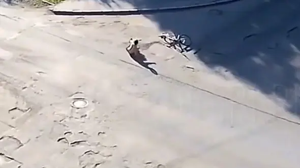 پرتاب دوچرخه سوار به خیر گذشت / فیلم