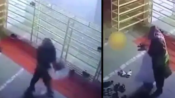 فیلم سرقت کفش های نمازگزاران از یک مسجد / سارق گونی به دست بود