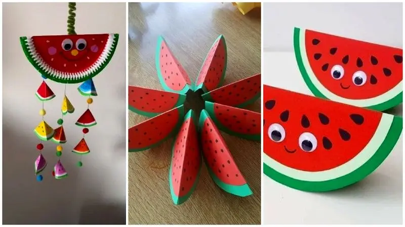 هندوانه‌ی کاغذی کاردستی خلاقانه برای یلدا