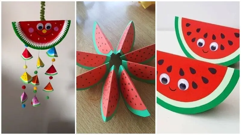 هندوانه‌ی کاغذی کاردستی خلاقانه برای یلدا