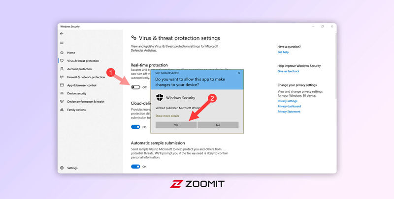 محیط Windows Security