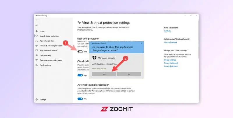 محیط Windows Security