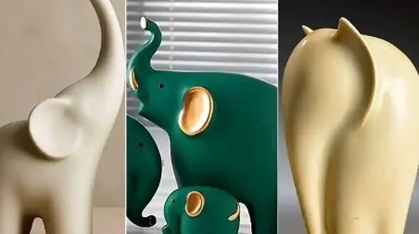 ایده‌ های مدرن با مجسمه مینیمال فیل: الهام‌ بخش دکوراسیون میز و قفسه‌ های شما