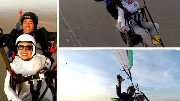 جشن عروسی خاص زوج اصفهانی با پرواز با پاراگلایدر + عکس