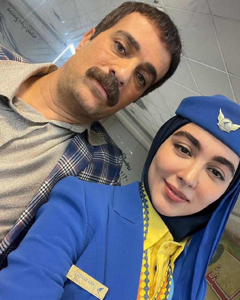 نیکا و عمو ارسطور در پشت صحنه سریال پایتخت