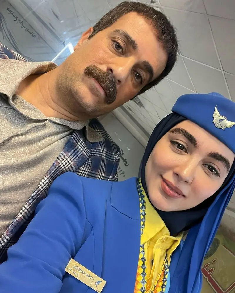 نیکا و عمو ارسطور در پشت صحنه سریال پایتخت