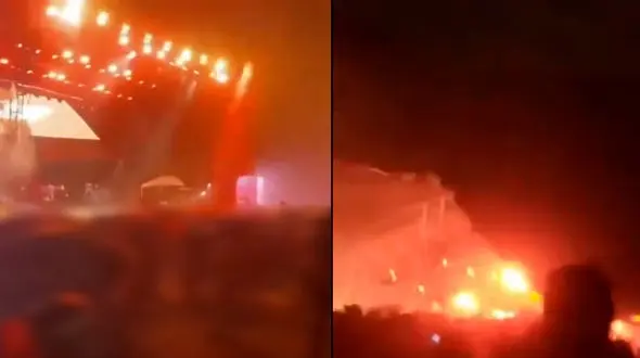 سقوط استیج یک میتینگ سیاسی + فیلم