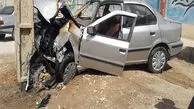 مرگ تلخ مرد جوان در تصادف مرگبار سمند با تیر برق / در زنجان رخ داد