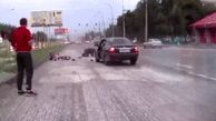 فیلم لحظه وحشتناک تصادف موتور با ماشین 